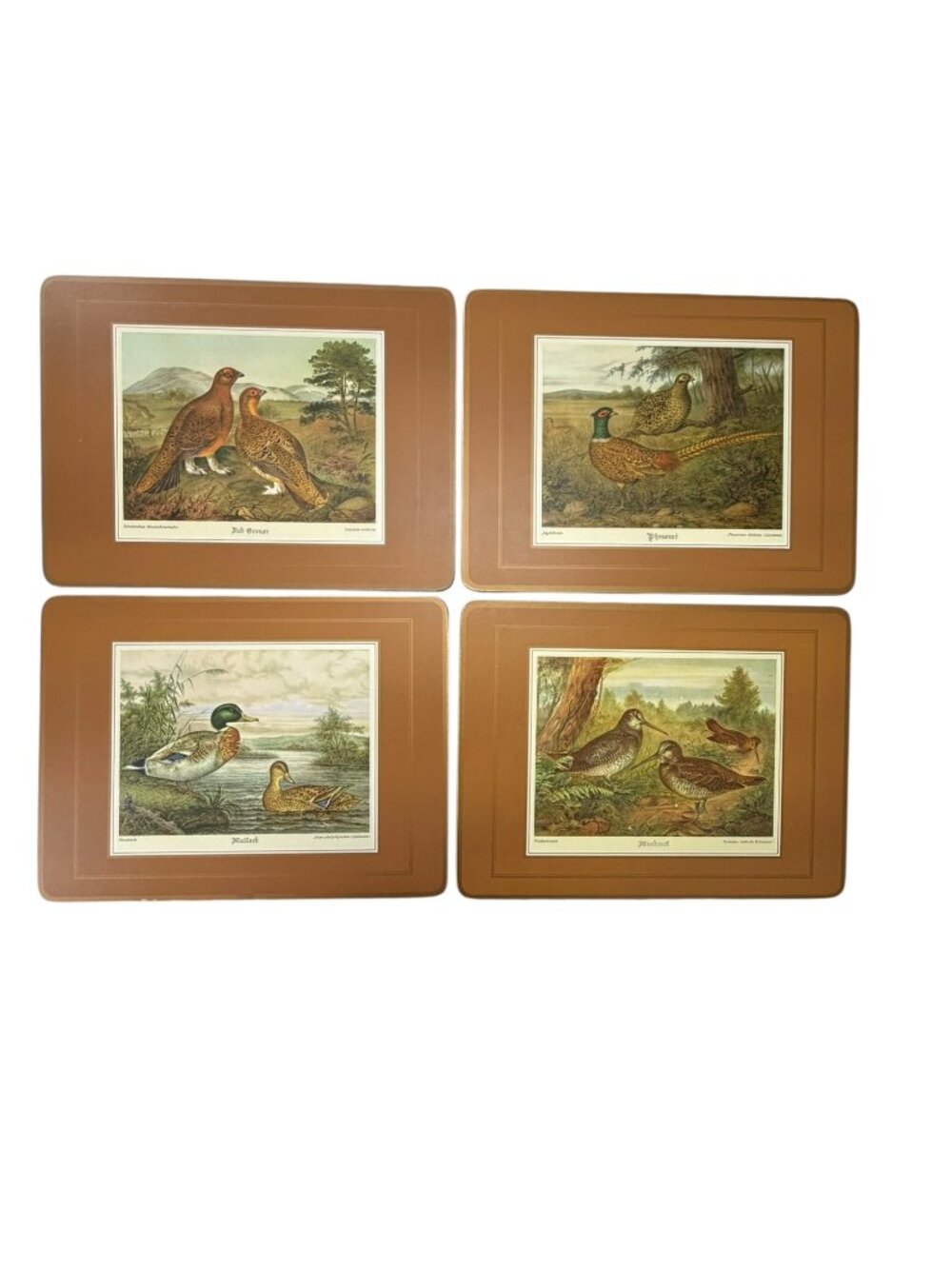 Vintage Pimpernel Game Birds Placemats Set 4 Boxed Cork Back England